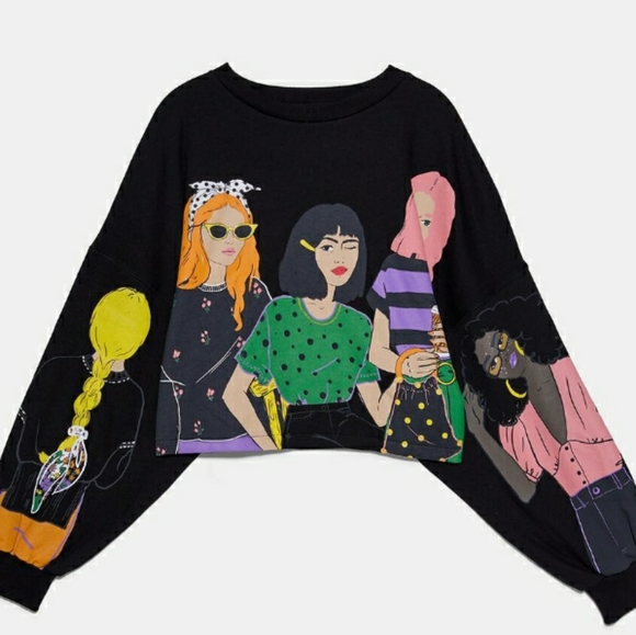 Girl print sweatshirt zara Clearance
